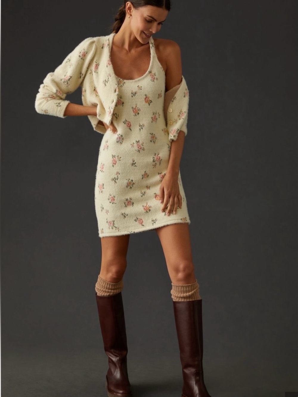 NWT Anthropology Daily Practice Floral SweaterMini Dress Size S